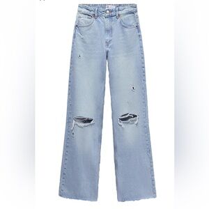 Zara Denim bundle. 2 for 1.  Like new Light Blue Wide Leg Distressed Jeans